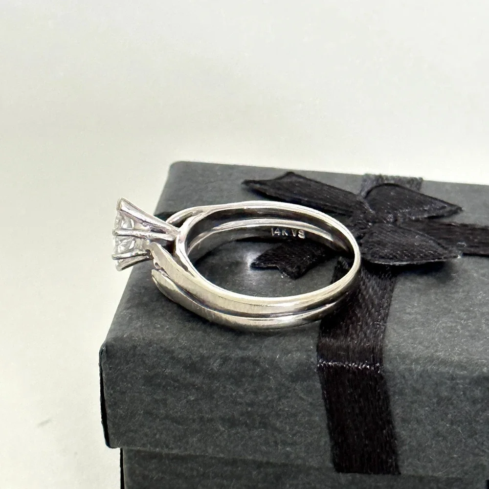 14K White Yellow Gold Natural Marquise VS Diamond Engagement Band Ring Size 6.25